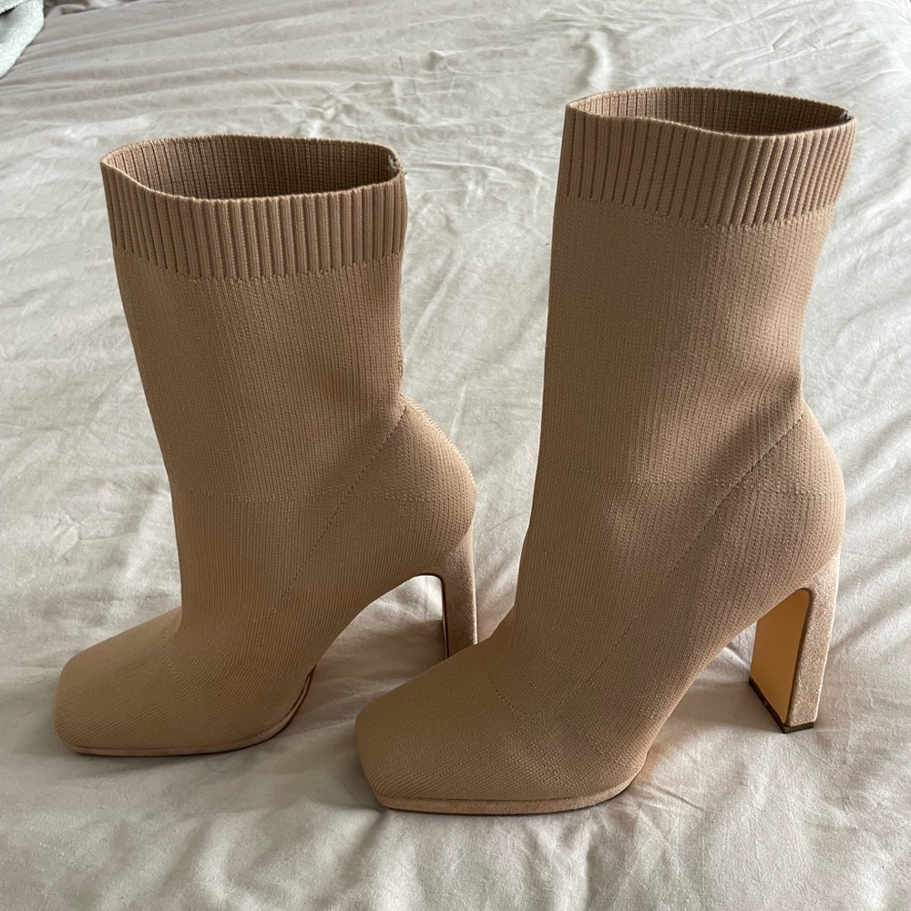 Lulu’s Nude Stretch Ankle Boots